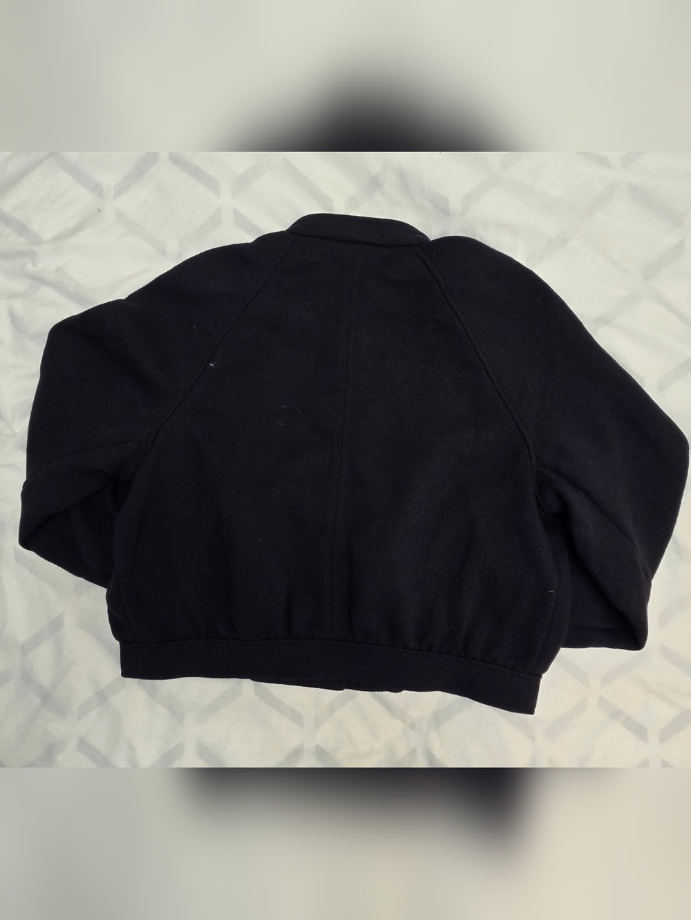 Navy Blue Cropped Bomber Jacket - Picture 2 of 9